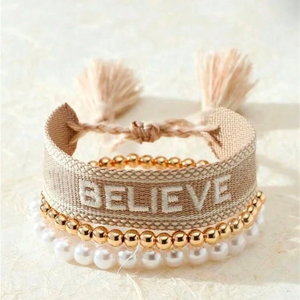 Bohemian Tan and Gold Layered Bracelet Set